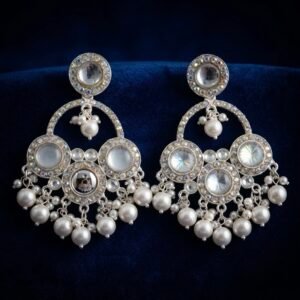 Royal Crystal & Pearl Chandbali Earrings