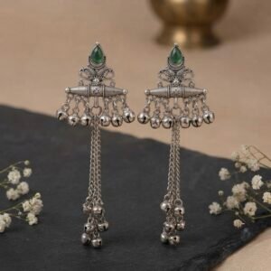Traditional Ghungroo Chain Tassel Statement Earrings