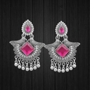 Soft Pink Twin Bird Oxidized Dangles