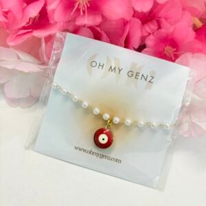 Cherry Nazar Pearl Evil Eye Bracelet