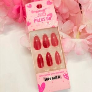 Talklee Cherry Red Glossy Almond Press-On Nails