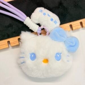Fluffy Hello Kitty Mommy & Me Plush Keychain with Wrist Strap