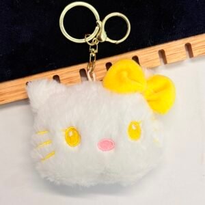 Kawaii White Kitty Plush Keychain