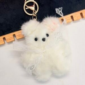 Snow White Lace Bow Bear Keychain