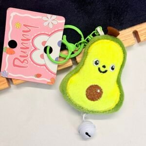 Happy Avocado Plush Keychain with Bell