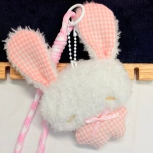 Pastel Pink Bunny & Plush Keychain