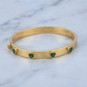 Luxe Emerald-Tone Love Anti-Tarnish Bangle